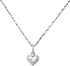 Sterling Silver Rhodium-Plated Heart Pendant with 18-inch Cable Chain