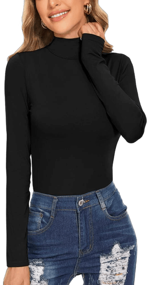 Women's Casual Slim Fitted Long Sleeve Mock Turtleneck