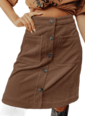 Women's High Waist Corduroy Mini Skirt with Pockets