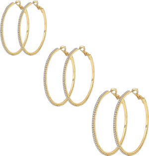 925 Sterling Silver Earrings Large Rhinestone Hoop Earrings Big Cubic Zirconia Hoop Earrings Thin Rhinestones Round Hoop Earrings for Women 20/30/40