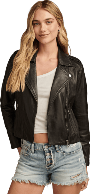 Women's Lucky Brand Brand Classic Leather Moto Jacket