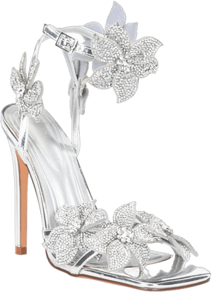 Azalea Wang Romi Rhinestone Flower Stiletto Sandals