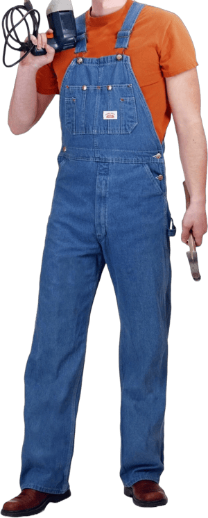 Round House Men's Denim Overalls with Zipper Fly