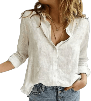 Women's Casual Loose Linen Button Up Shirt