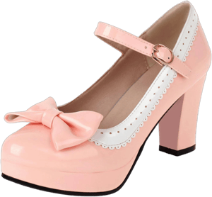 FOREADA Women's Lolita Bow Platform Mary Jane Pumps