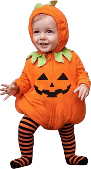 Pumpkin Halloween Baby Romper with Hood