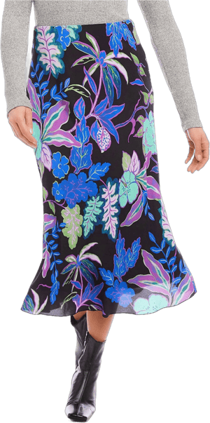 Karen Kane Women's Floral Print Bias Cut Midi Skirt