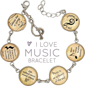 I Love Music Glass Treble Clef Charm