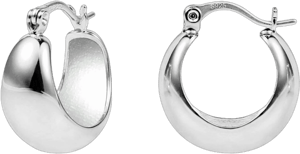 Sterling Silver Chunky Hoop Huggie Earrings
