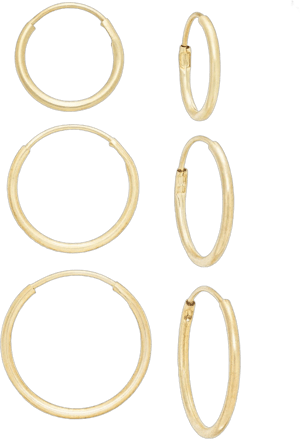 10K Gold Endless Hoop Earrings (3-Pairs)