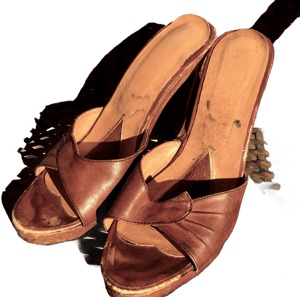 1970s Wooden Platform Leather Sandals