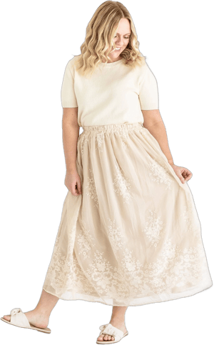 Christian Apparel Embroidered Lined Maxi Skirt
