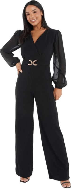 QUIZ Women's Chiffon Buckle Palazzo Jumpsuit