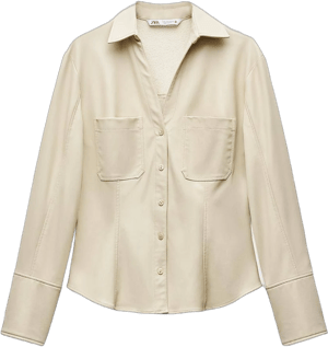 Zara Women's Fitted Faux Leather Shirt
