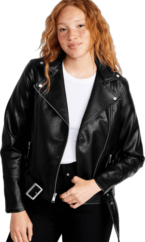 Old Navy Women's Faux-Leather Belted Biker Jacket