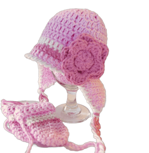 Crochet Baby Earflap Hat and Mittens Set