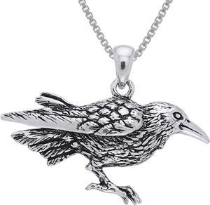 Jewelry Trends Women's Sterling Silver Raven Bird Pendant Necklace