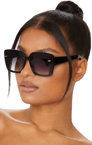 Oversized Square Sunglasses with Gold Trim