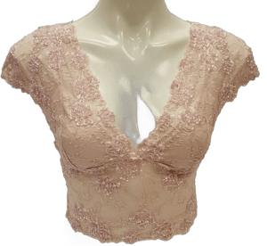 Lace Crop Top Cap Sleeved Sequin Cami