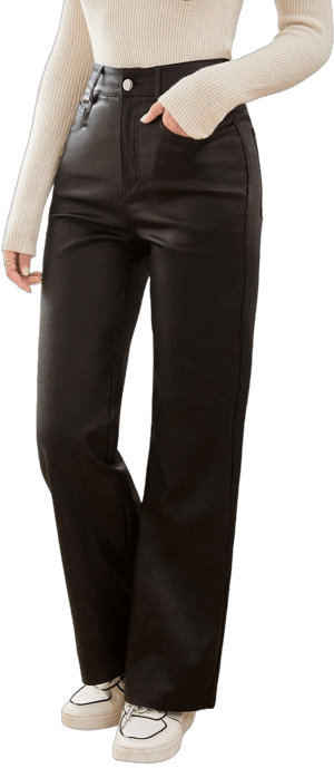 Verdusa Women's High Waist Leather Leggings with Pockets