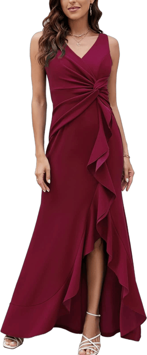 Women Fqa Dresses Fqa Formal Elegant Evening Long Sexy V-Neck Split Wrap Dress