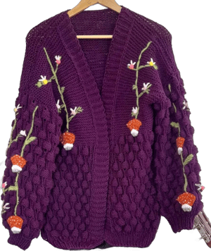 3D Mushroom Motif Knitted Cardigan