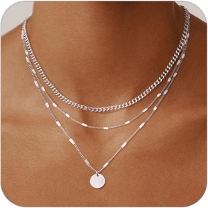 Women's Dainty Layered Silver Choker Necklace