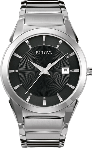 Bulova Men's Classic Black Dial Stainless Steel Watch 96B149