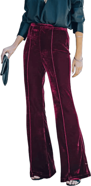 Women's Velvet Flare Pants with Elastic High Waist