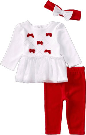 Little Me Baby Girls Bow-Accented Velour Tutu Dress Set