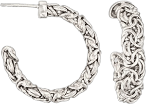 925 Sterling Silver Byzantine Hoop Earrings