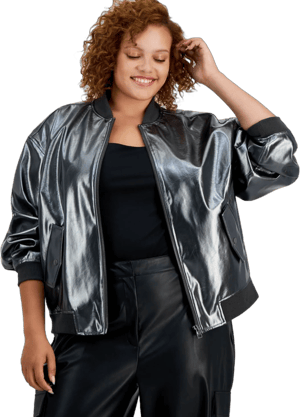 BarIII Women's Trendy Faux-Leather Bomber Jacket