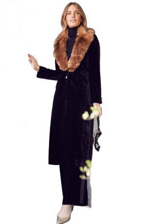 Aspiga Ladies Sustainable Velvet Opera Coat with Detachable Fur