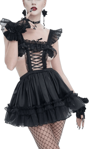 Women's Gothic Sheer Ruffled Stretch Dress