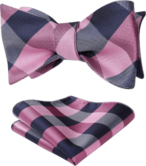 HISDERN Bow Ties for Men Check Plaid Self Tie Bow Tie and Pocket Square Bowtie Formal Tuxedo Wedding Bowties Handkerchief Set