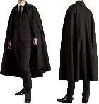 British Black Men's Suit With Cape Formal Business Wedding Party Prom