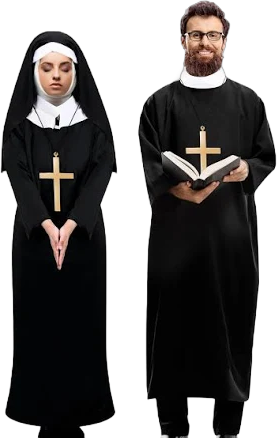 Nun and Priest Cross Necklace Costume Set