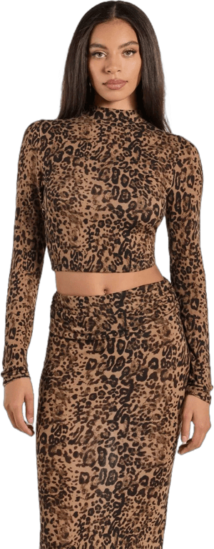 Windsor Bold Aura Leopard Print Knit Crop Top