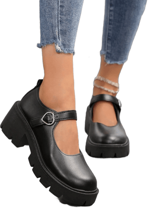 Y2K Gothic Mary Jane Platform Thick Block High Heels