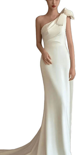 Sheath-Column Sweep-Brush Train Satin Wedding Dress 676826000886 7 Days