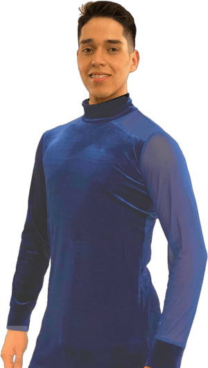 Men's Velvet and Mesh Long Sleeve Dance Shirt