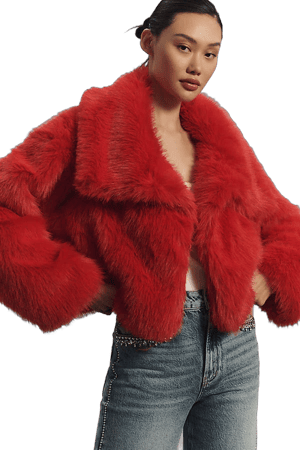 Maeve Cropped Faux-Fur Jacket