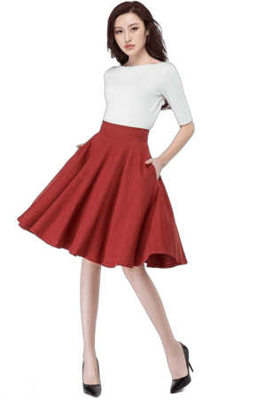 1950s High-Waisted Linen Full Circle Skirt with Pockets