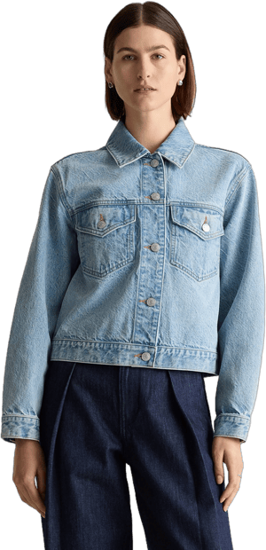 Women's Quince Cropped Denim Jacket in Washed Black