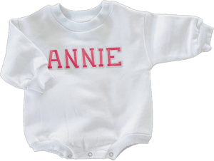 Baby Girl Bubble Letter Sweatshirt Romper