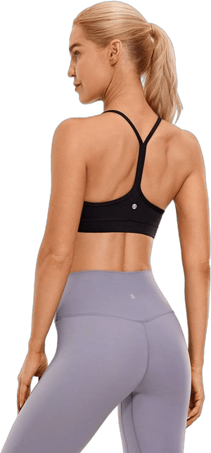 CRZ Yoga Butterluxe Womens Y Back Sports Bra Padded Racerback Low Impact Spaghetti Yoga Bra