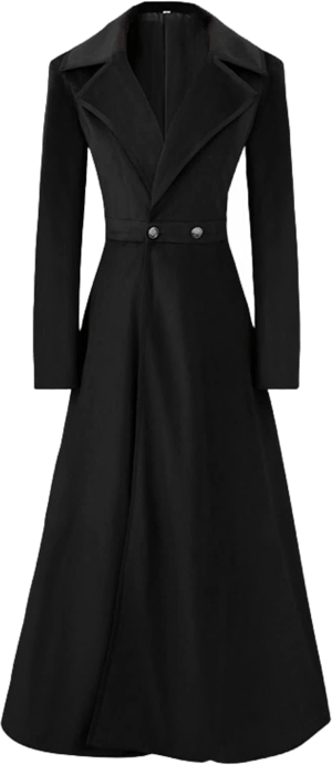 Women's Slim Notch Lapel Long Vintage Velvet Trench Coat