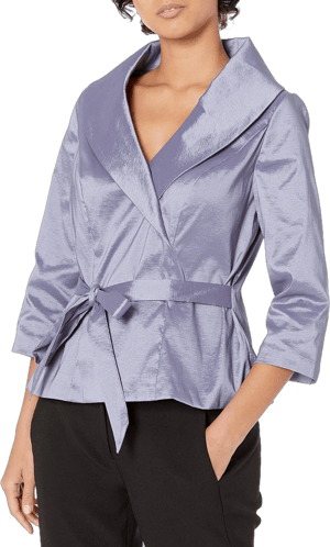 Alex Evenings Women's Tie Waist Blouse Lavender