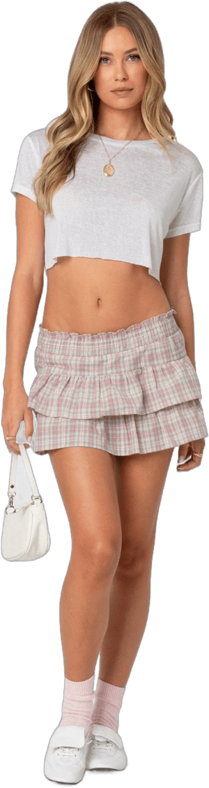 Edikted Women's Shani Plaid Ruffled Mini Skirt