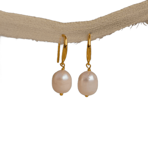 Caitlyn Minimalist 18K Gold Pearl Drop Earrings